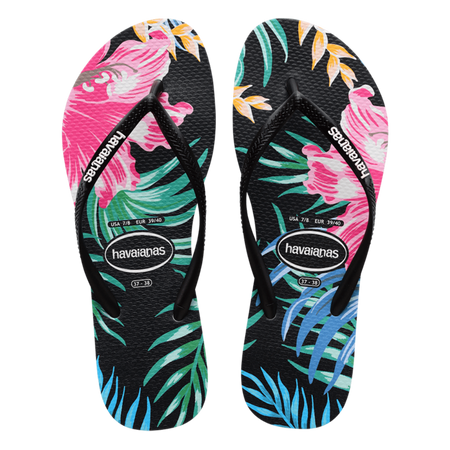 Slim Floral Palm Flip Flops
