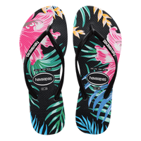 Slim Floral Palm Flip Flops