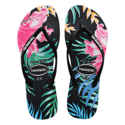 Slim Floral Palm Flip Flops