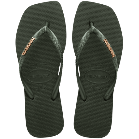 Slim Square Logo Metallic Flip Flop