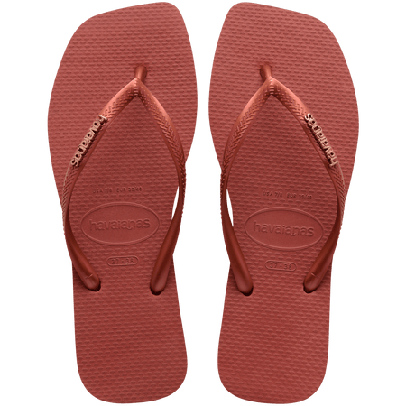 Slim Square Logo Metallic Flip Flop
