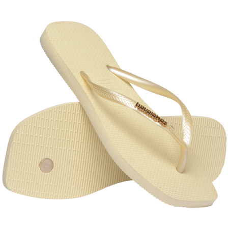 Slim Square Logo Metallic Flip Flops
