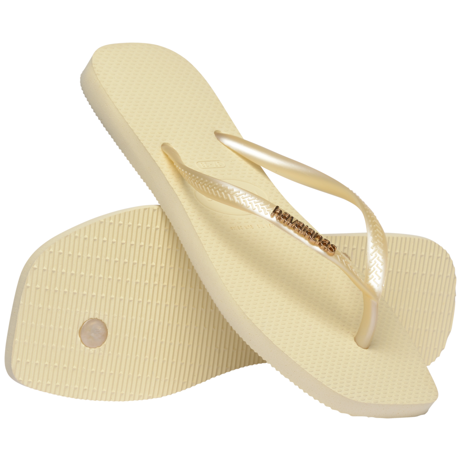 Slim Square Logo Metallic Flip Flops