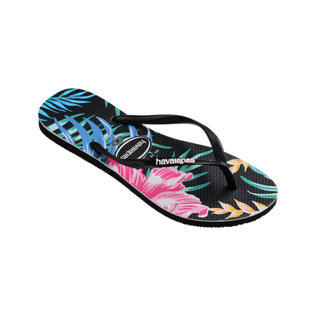 Slim Floral Palm Flip Flops