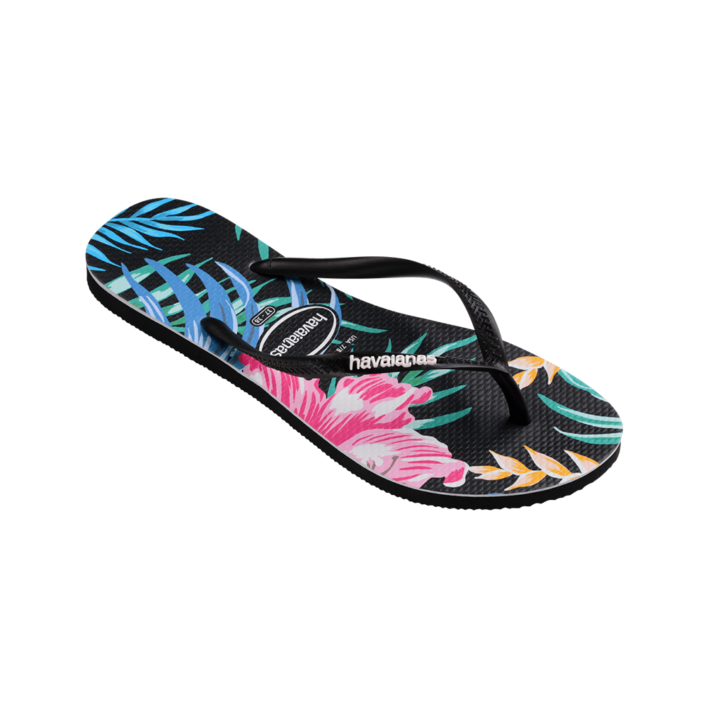 Slim Floral Palm Flip Flops
