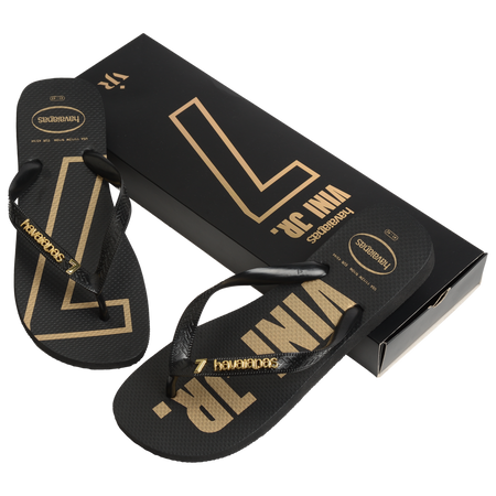 Top Vini Jr Golden Flip Flops