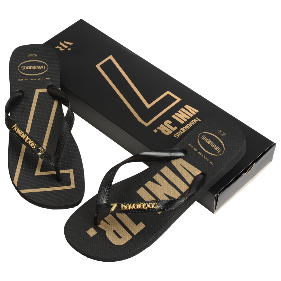 Top Vini Jr Golden Flip Flops