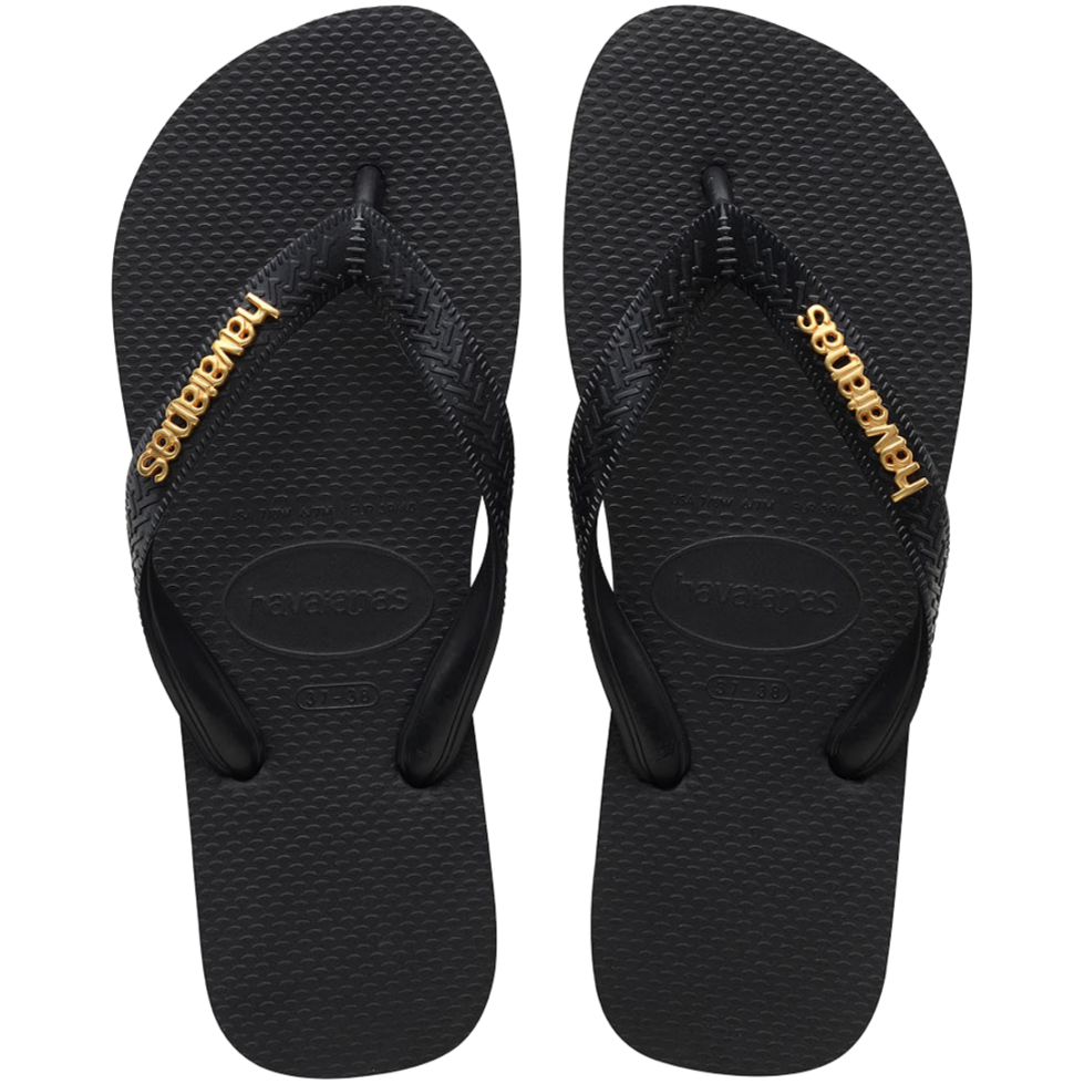 Top Logo Metallic Flip Flops