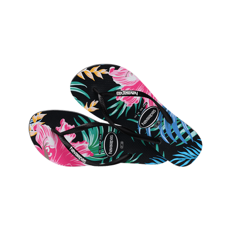 Slim Floral Palm Flip Flops