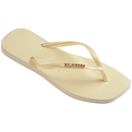 Slim Square Logo Metallic Flip Flops