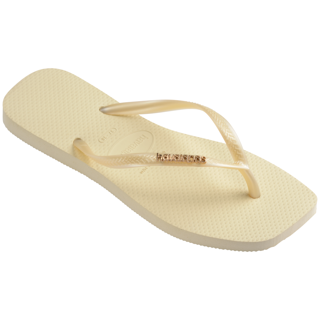 Slim Square Logo Metallic Flip Flops