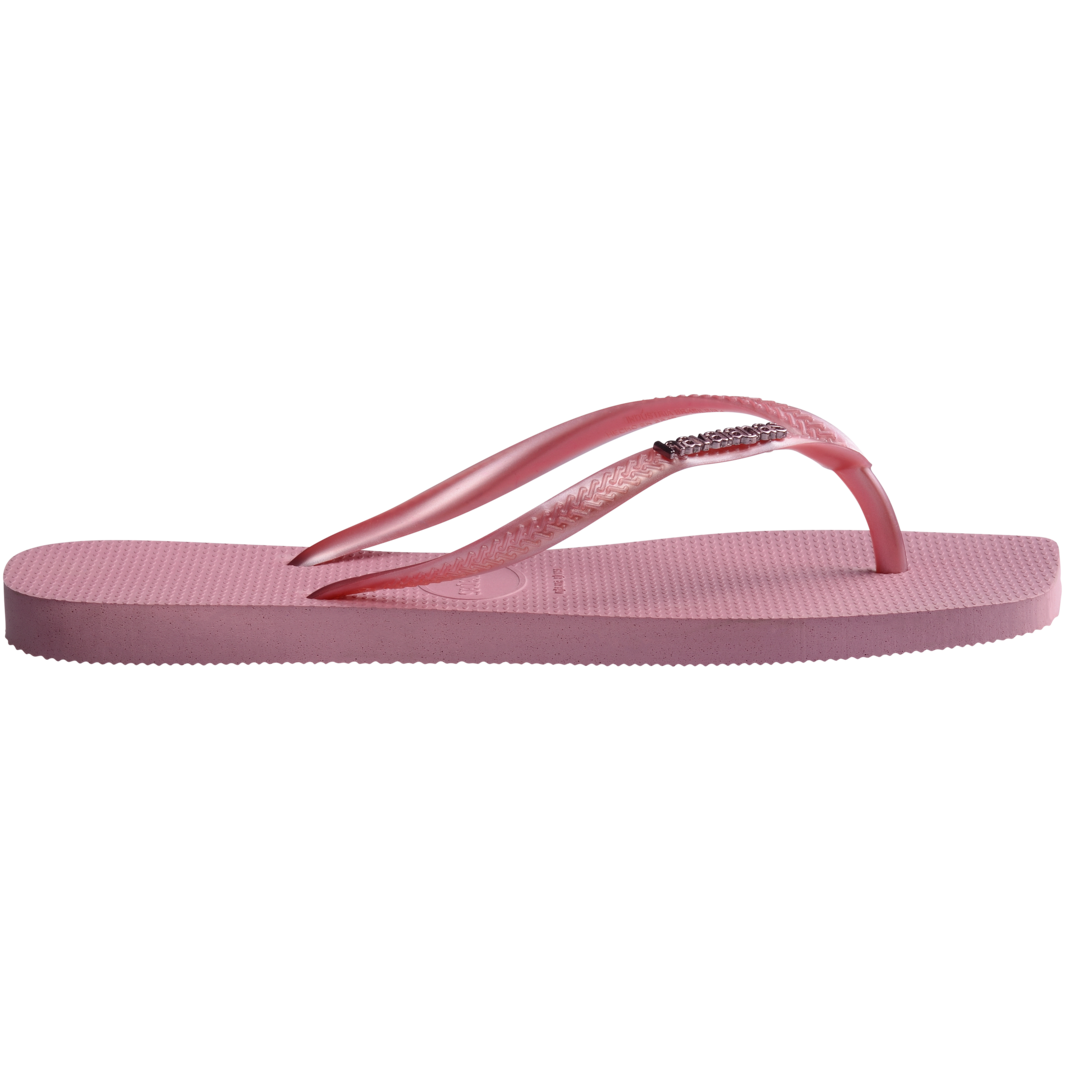 Slim Square Logo Metallic Flip Flops