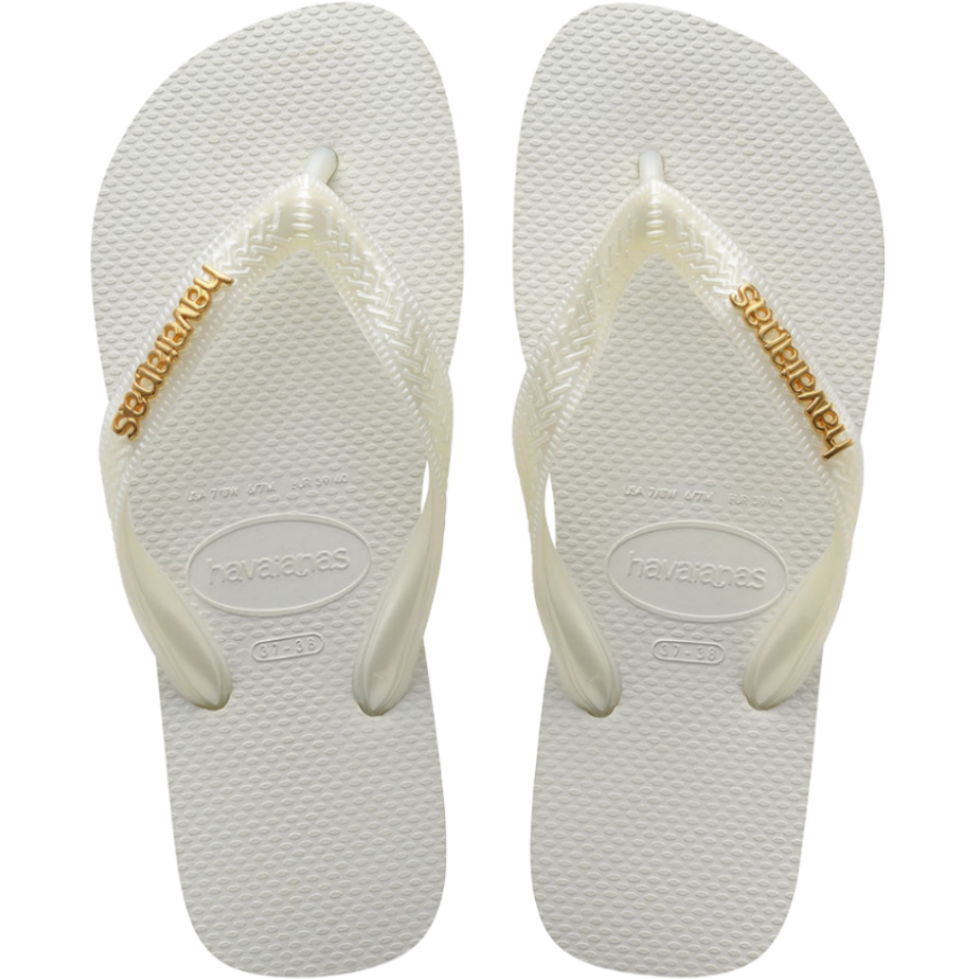 Top Logo Metallic Flip Flops