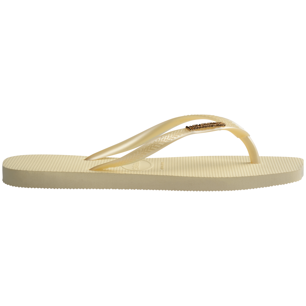 Slim Square Logo Metallic Flip Flops