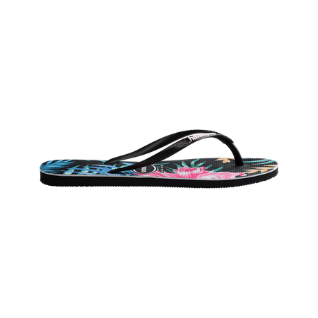 Slim Floral Palm Flip Flops