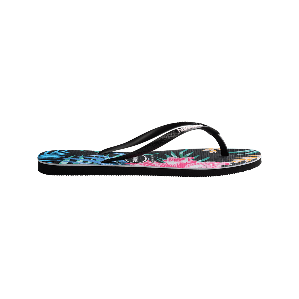 Slim Floral Palm Flip Flops