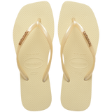 Slim Square Logo Metallic Flip Flops
