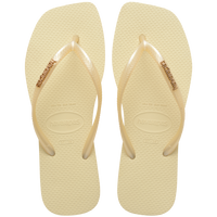 Slim Square Logo Metallic Flip Flops