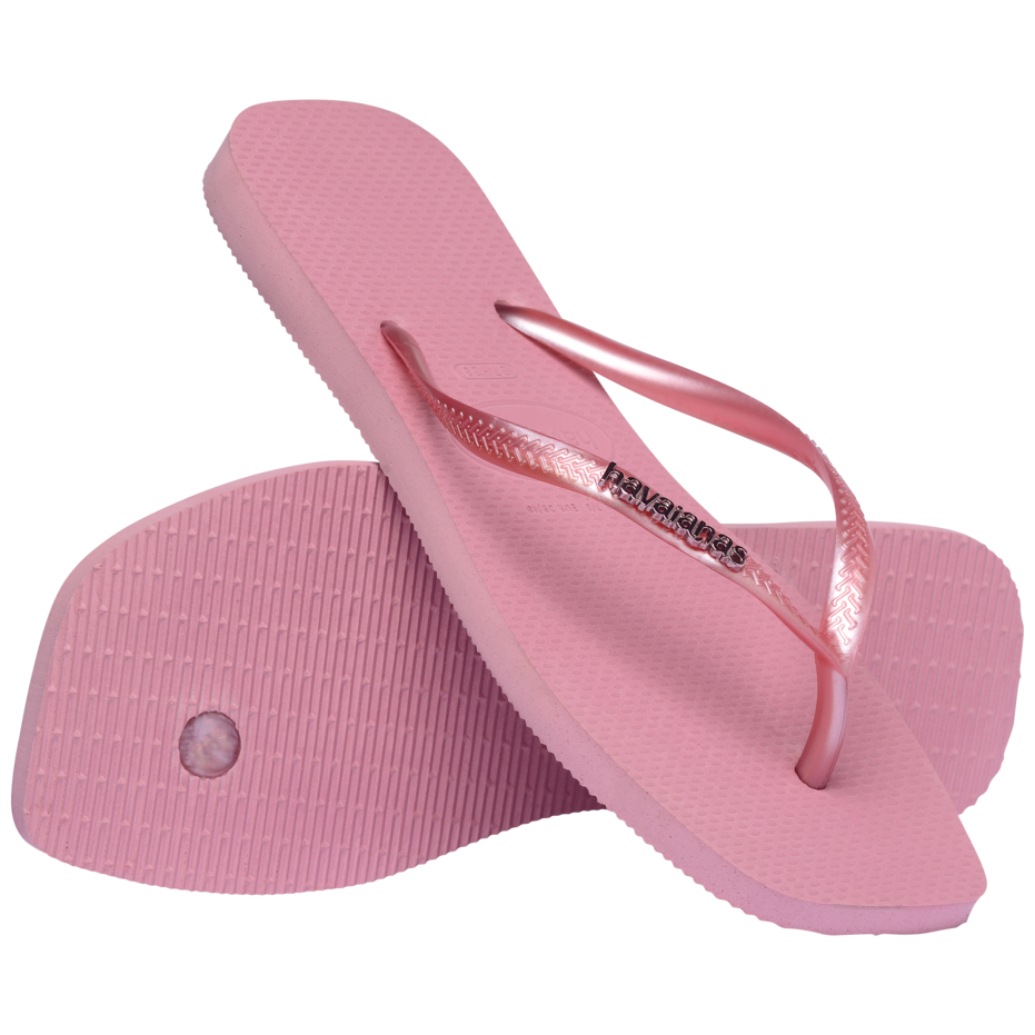 Slim Square Logo Metallic Flip Flops