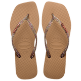 Slim Square Logo Metallic Flip Flop