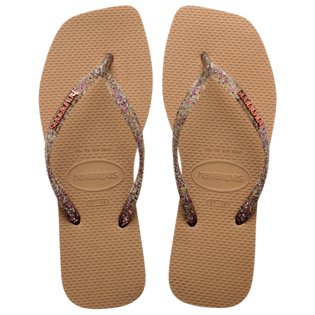 Slim Square Logo Metallic Flip Flop