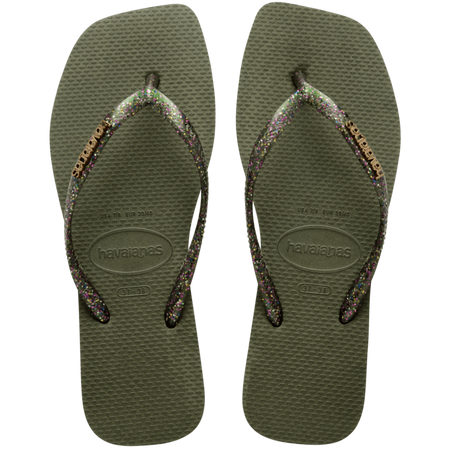 Slim Square Logo Metallic Flip Flop