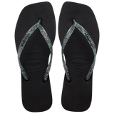 Slim Square Logo Metallic Flip Flop