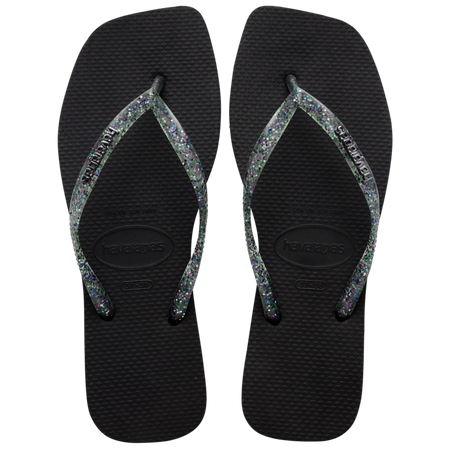 Slim Square Logo Metallic Flip Flop